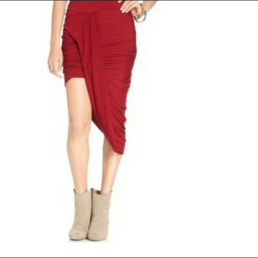 Free People Asymmetrical Burgundy skirt